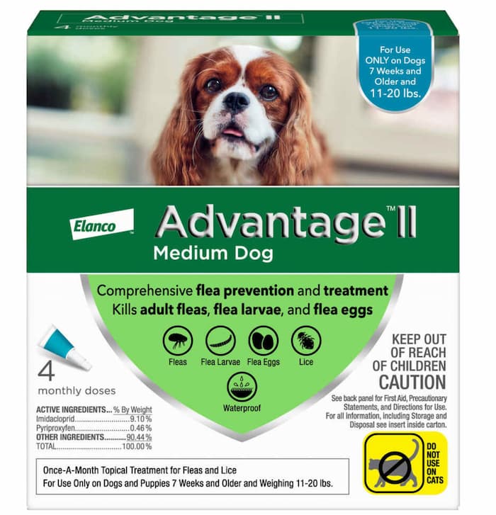 Advantage II for dogs to prevent fleas